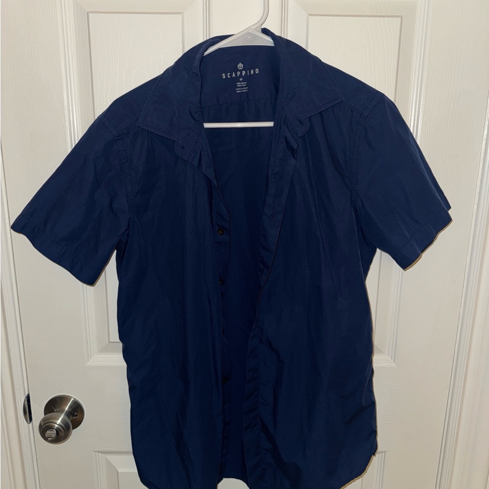 Navy Blue Short Sleeve Button Up